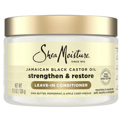 SheaMoisture Jamaican Black Castor Oil Leave In Conditioner 100% Pure Jamaican Black Castor Oil For Damaged Hair to Soften and Detangle Hair 11.5 oz