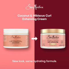 SheaMoisture Smoothie Curl Enhancing Cream Coconut and Hibiscus for Thick, Curly Hair Sulfate Free and Paraben Free 12 oz