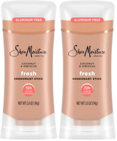 SheaMoisture Deodorant Stick 72h Odor Control Coconut & Hibiscus Fresh Aluminum Free 2.6 oz,(Pack of 2)