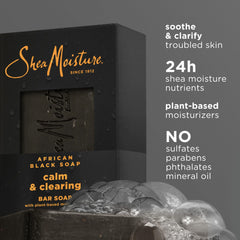 SheaMoisture Bar soap African Black Soap 4 count Soothe and Clarify Skin Soothing and Clarifying bar soap with 24h shea moisture nutrients for Healthy, Glowing Skin 8 oz