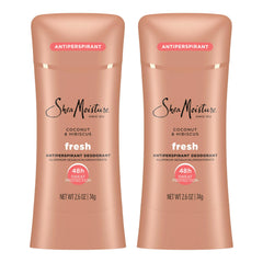 SheaMoisture Antiperspirant Deodorant Stick Fresh Coconut & Hibiscus 2 Count for 48HR Sweat & Odor Protection with No Parabens & No Mineral Oil 2.6 oz