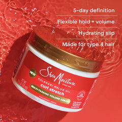 SheaMoisture Curl Stretch Multi-tasking Volume Cream Kalahari Melon Oil and a Tropical Vacation Scent With Hydrating Hyaluronic Serum, Defines Type 4 Curls For Days 11 Fl Oz, (Pack of 2)