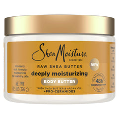 SheaMoisture Deeply Moisturizing Body Butter with Raw Shea Butter, Argan Oil and Pro-Ceramides, Rich Hydration & Healing of Dry Skin, 48H Moisturizing 11.5 oz