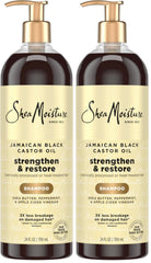 SheaMoisture Strengthen and Restore Shampoo Jamaican Black Castor Oil for Damaged Hair Sulfate-Free 24 oz,(Pack of 2)