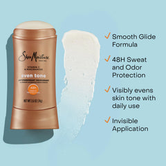 SheaMoisture Antiperspirant Deodorant Stick Even Tone Vitamin C & Niacinamide 2 Count for 48HR Sweat & Odor Protection with No Parabens & No Mineral Oil 2.6 oz