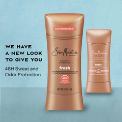 SheaMoisture Antiperspirant Deodorant Stick Fresh Coconut & Hibiscus 2 Count for 48HR Sweat & Odor Protection with No Parabens & No Mineral Oil 2.6 oz