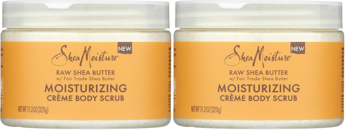 SheaMoisture Raw Fair Trade Shea Butter Moisturizing Exfoliating Crème Body Scrub for Dull Skin 11.3 oz (Pack of 2)