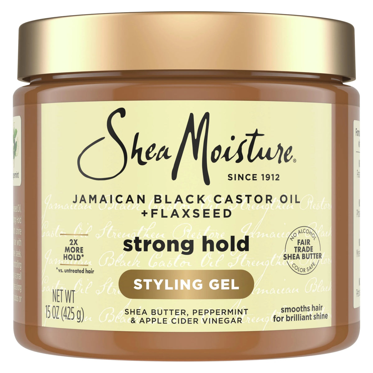 SheaMoisture Strong Hold Styling Gel+Flaxseed Jamaican Black Castor Oil Gives Controlled Style,AllDay Hold,Infused With Castor Seed Oil,SheaButter & Indulgent Scent ParabenFree AntiFrizz Hair Gel 15oz | Jamaican