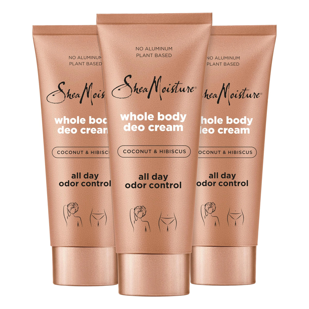 SheaMoisture Whole Body Deo Cream Coconut & Hibiscus 3 count for All-Day Odor Control, with No Aluminum, 2.5 oz