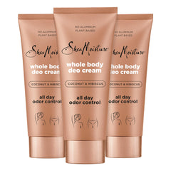 SheaMoisture Whole Body Deo Cream Coconut & Hibiscus 3 count for All-Day Odor Control, with No Aluminum, 2.5 oz