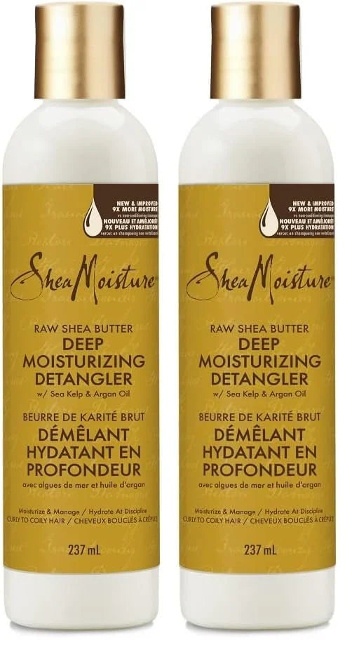 SheaMoisture Raw Shea Butter Deep Moisturizing Detangler for Dry, Damaged Hair, Hair Styling Product Formulated with Sea Kelp and Argan Oil 8 oz,(Pack of 2)