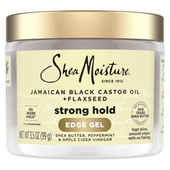 SheaMoisture Edge Control Strong Hold Gel+Flaxseed Jamaican Black Castor Oil Keeps Edges in Place,No Flakes,Infused With Hydrolyzed Corn Starch,Glycerin,Indulgent Scent ParabenFree AntiFrizz Gel 3.5oz