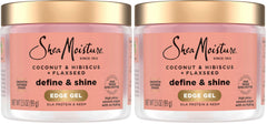 SheaMoisture Define&Shine Edge Gel + Flaxseed Coconut&Hibiscus Holds and Controls Edges All Day Infused With Glycerin,Coconut Oil and an Invigorating Sweet Scent Paraben-Free Hair 3.5 OZ,(Pack of 2)
