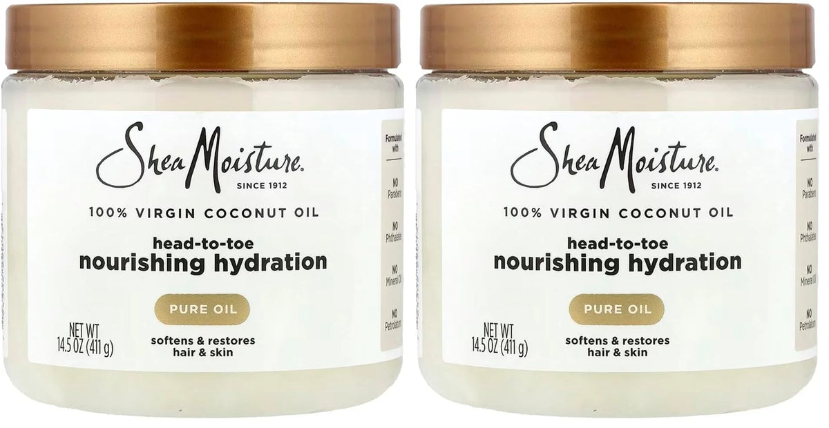 SheaMoisture for Dry Skin Nourishing Hydration 100% Extra Virgin Coconut Oil Soften and Restore Skin and Hair 14.5 oz,(Pack of 2)