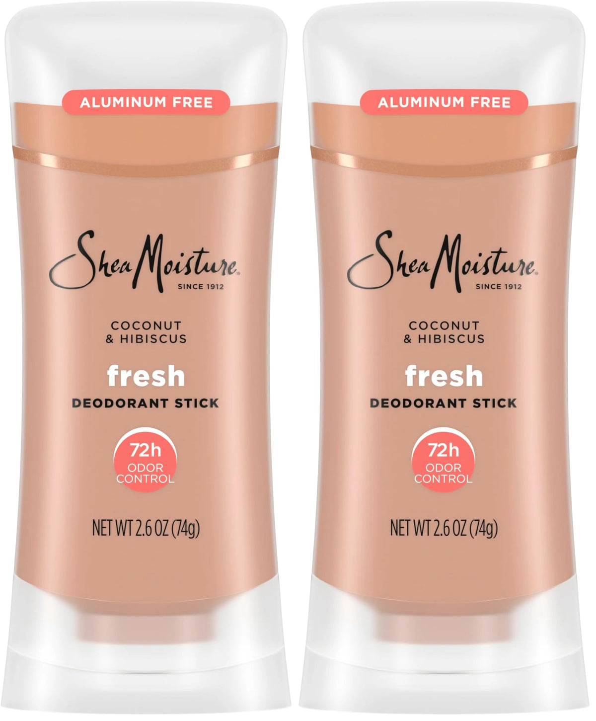SheaMoisture Deodorant Stick 72h Odor Control Coconut & Hibiscus Fresh Aluminum Free 2.6 oz,(Pack of 2)