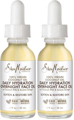 SheaMoisture Overnight Face Oil for All Skin Types 100% Virgin Coconut Oil for Daily Hydration 1 oz,(Pack of 2)