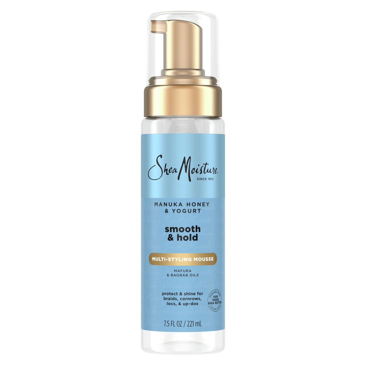 SheaMoisture Manuka Honey & Yogurt Smooth & Hold Multi-Styling Hair Mousse for Nourishment 7.5 fl oz | Smooth, Multi-Styling, Nourishment