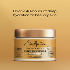 SheaMoisture Deeply Moisturizing Body Butter with Raw Shea Butter, Argan Oil and Pro-Ceramides, Rich Hydration & Healing of Dry Skin, 48H Moisturizing 11.5 oz