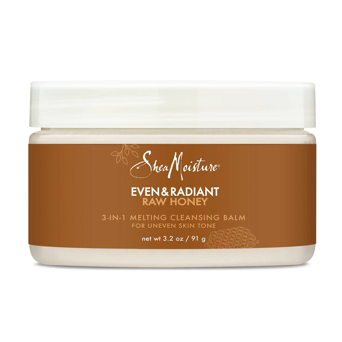 SheaMoisture Even and Radiant Face Cleanser For Uneven Skin Tone and Dark Spots 3-in-1 Cleansing Balm With Raw Honey 3.2 oz