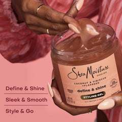SheaMoisture Define&Shine Styling Gel+Flaxseed 12ct Coconut&Hibiscus Hydrates,Holds Your Style All Day Infused With Glycerin,CoconutOil an Invigorating Sweet Scent ParabenFree Frizz Control Gel 15OZ